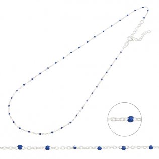 Collier chaîne et émail bleu 38+5cm extension (1pc)