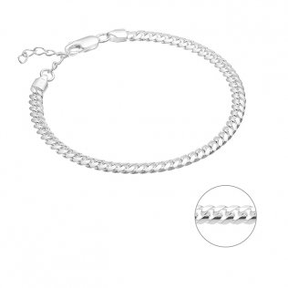 Bracelet chaîne gourmette cubaine fil 4,1mm 16+3cm extension (1pc)