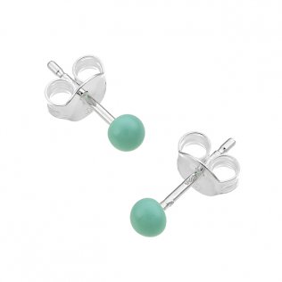 3,5mm enamelled turquoise bead earrings with pin (1pair)