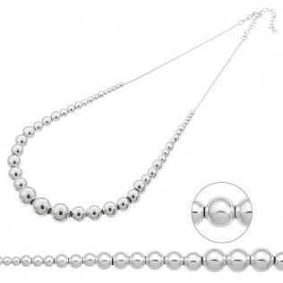 Collier perles de differentes dimensions 39+5cm extension (1pc)