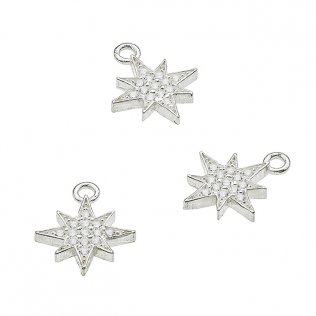 9mm white zirconium sun/star charms with ring (2pcs)
