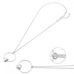 Collier pendentif anneau avec cœur bombé 25mm 40+5cm extension (1pc)