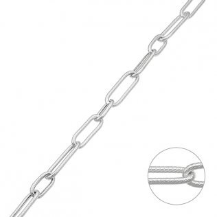 24mm/20mm/14mm alternating faceted rectangular link chain wire 1,8mm (1m)