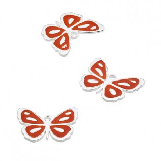 13x10mm enamel coral butterfly pendant with ring (1pc)