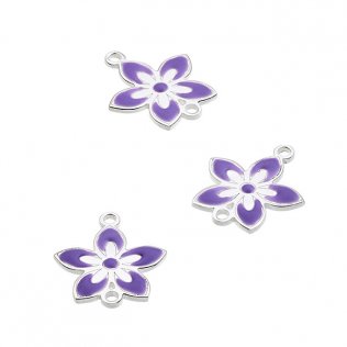 12mm lilac enamel flower pendant 2 rings (1pc)