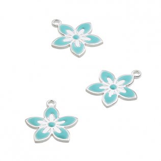12mm turquoise enamel flower pendant with ring (1pc)