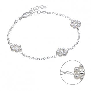 Bracelet fleurs de perles nacrées 16+3cm extension (1pc)
