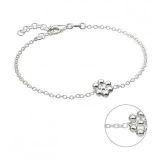 Bracelet avec fleur de perles 40+5cm extension (1pc)
