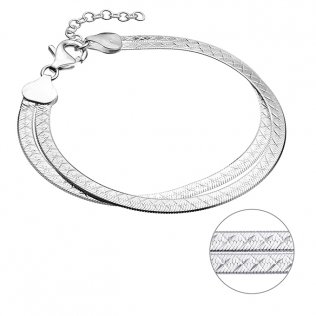Bracelet chaîne plate double avec gravure croix 17+3cm extension (1pc)