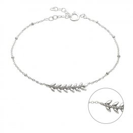 Bracelet chaîne forçat perlée avec feuille 17+3cm extension (1pc)