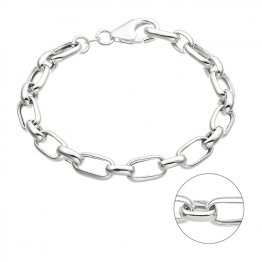 Bracelet chaîne creuse maille rectangulaire alternée 6,5mm 18cm (1pc)