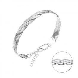 Bracelet chaîne tressée plate 6mm 16+3cm extension (1pc)
