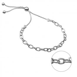 Bracelet chaîne forçat ovale 4mm fermoir perle coulissante (1pc)