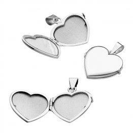 20mm heart engraveable photo locket with pendant bail (1pc)