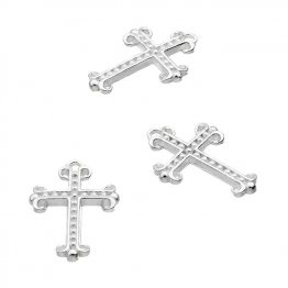 Croix gothique avec perles 25x17mm 1 trou (2pcs)