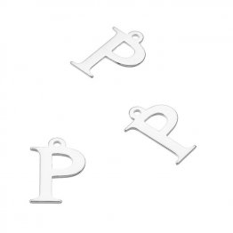 Breloques lettre P, 7mm avec trou (10pcs)