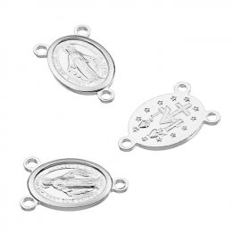 Médailles ovales Vierge 10x8mm 3 anneaux (5pcs)