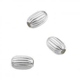Perles ovales strieés 3x4,6mm trou 1,3mm (env.50pcs)
