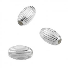 Perles ovales strieés 5,8x9,5mm trou 1,8mm (env.30pcs)
