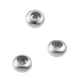 Perles rondelles stopper lisses 6mm avec silicone bloquant trou 3mm (env. 30pcs)