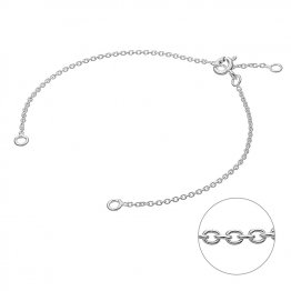 Bracelet chaîne forçat 1mm semi-fini 14cm, anneau à 12,5cm et 2 anneaux ouverts