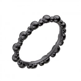 Rhodié Noir - Bague perles alternées Taille 58 (1pc)