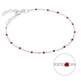 Bracelet chaîne et émail rouge 16+3cm extension (1pc)