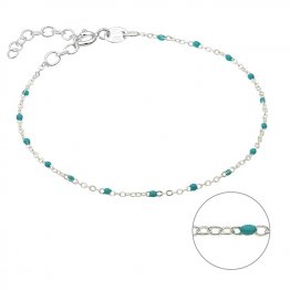 Bracelet chaîne et émail turquoise 16+3cm extension (1pc)