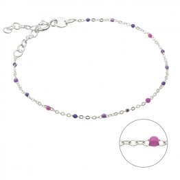 Bracelet chaîne et émail nuances de violet 16+3cm extension (1pc)