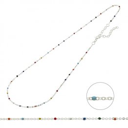 Collier chaîne et émail multicolore 38+5cm extension (1pc)