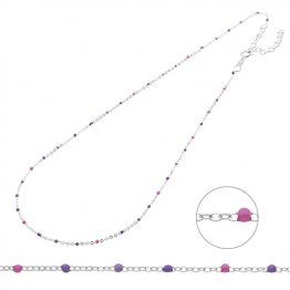 Collier chaîne et émail nuances de violet 38+5cm extension (1pc)