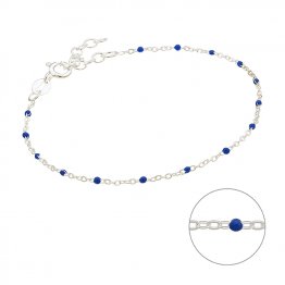 Bracelet chaîne et émail bleu 16+3cm extension (1pc)