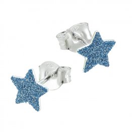 Boucles d'oreilles étoile pailleté bleu 7,5mm avec tige (1paire)