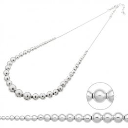Collier perles de differentes dimensions 49+5cm extension (1pc)