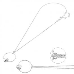Collier pendentif anneau avec cœur bombé 25mm 40+5cm extension (1pc)