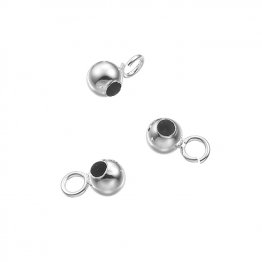 Perles lisses 4mm trou 1,8mm avec silicone bloquant et anneau (10pcs)