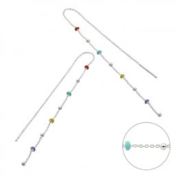 Boucle d'oreille passant chaîne forçat perles 2mm émail multicolor 15cm (1paire)