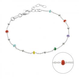 Bracelet chaîne forçat perles 2mm émail multicolor 16+3cm estension (1pc)