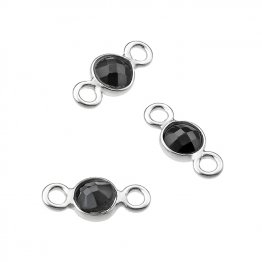 Spinelle noire briolettes serties rondes 4mm 2 anneaux (5pcs)