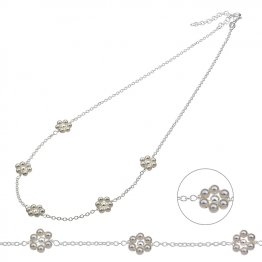 Collier fleurs de perles nacrées 35+5cm extension (1pc)