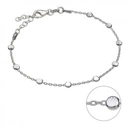 Bracelet chaîne forçat avec perles plates striées 3mm 16+3cm extension (1pc)