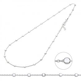 Collier chaîne forçat avec perles plates striées 3mm 40+3cm extension (1pc)