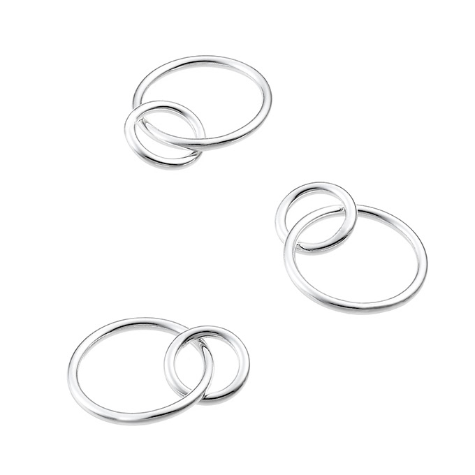 5 and 10mm entwined rings wire 1mm (10pcs)