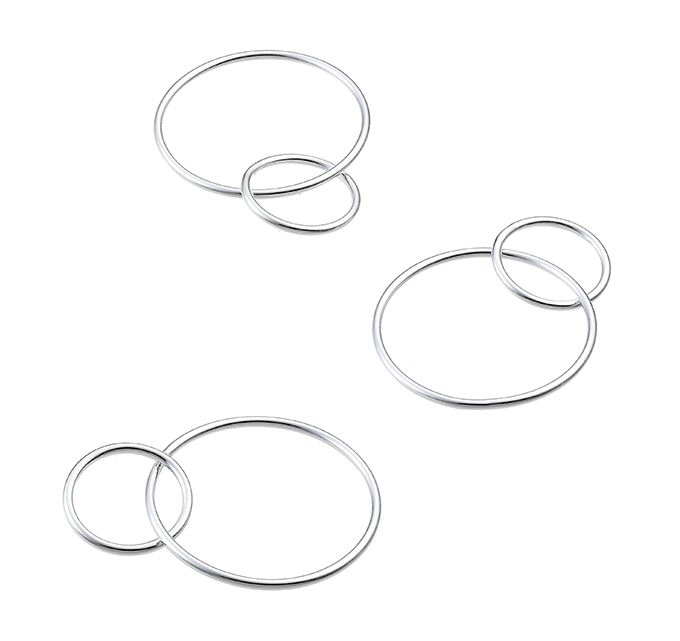 10 and 20mm entwined rings 1mm wire (3pcs)