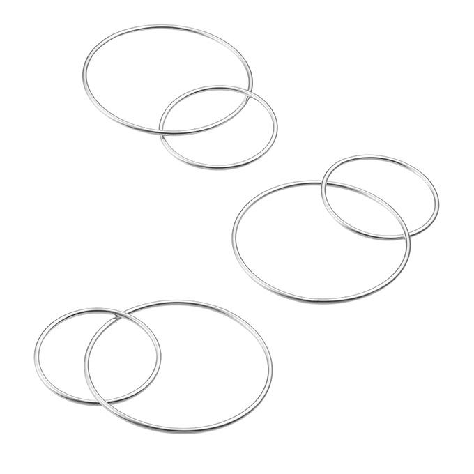 20 and 30mm entwined rings wire 1mm (3pcs)