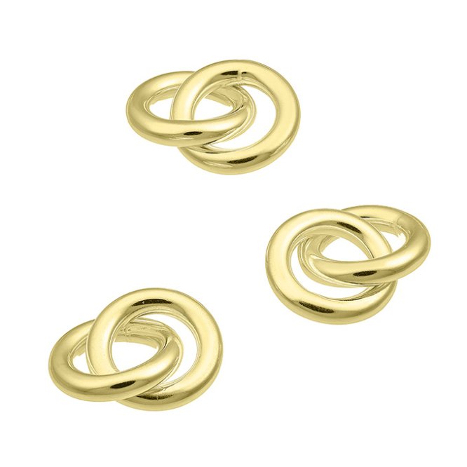 Yellow Gold 3µ – 10mm entwined rings 2mm tube (2pcs)