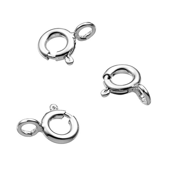 Weiss Rhodiniert – SILVERFILLED – Federring Verschluss Rund 5mm mit offenem Ring (30Stk)