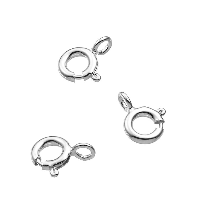 Weiss Rhodiniert – SILVERFILLED – Federring Verschluss Rund 6mm mit offenem Ring (30Stk)