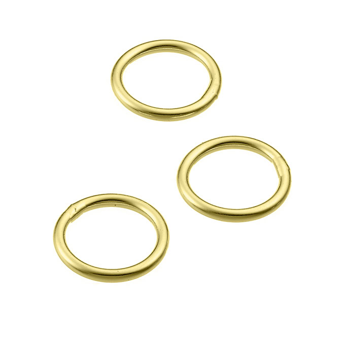 Yellow Gold 3µ – 10mm closed jump rings round 1,5mm tube (approx. 20pcs ...