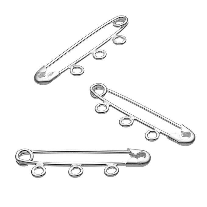 30×3,9mm safety pins with 3 rings (5pcs)